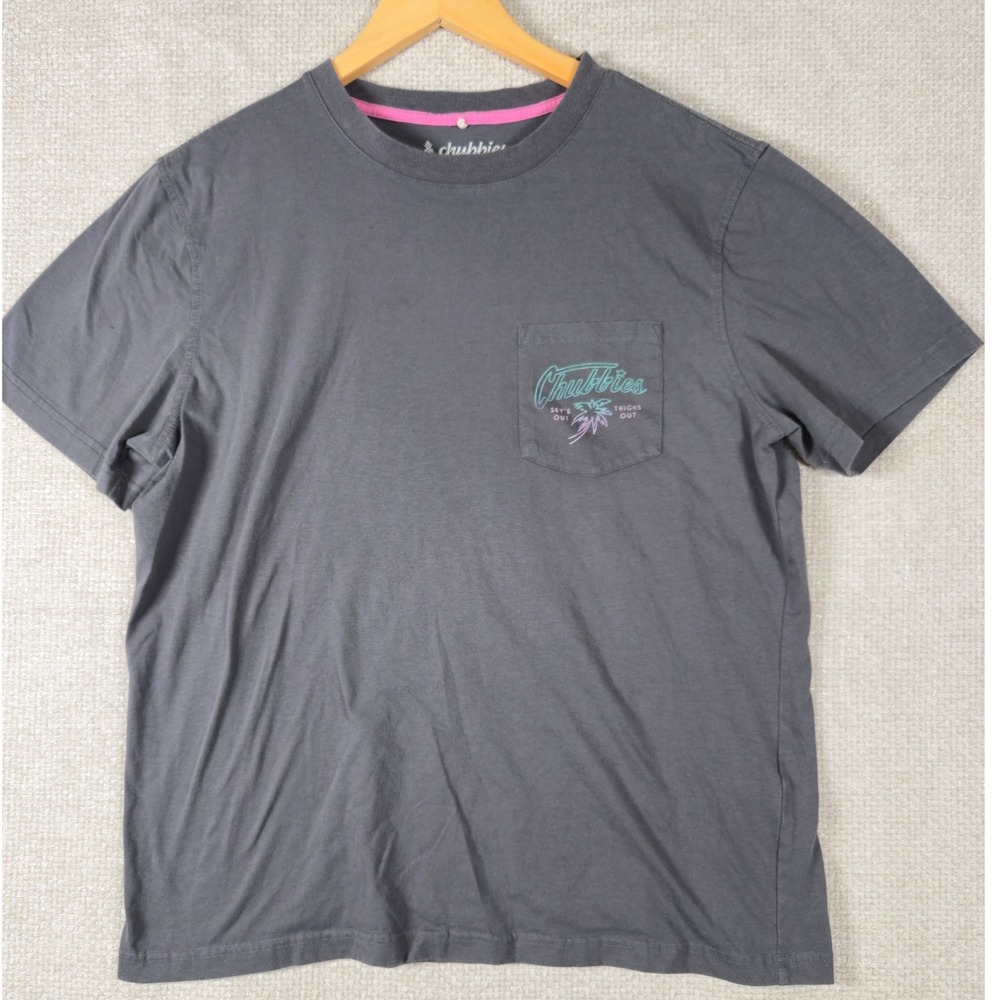 Chubbies Mens‎ Gray Skys Out Thighs Out Graphic Pocket T-Shirt Large